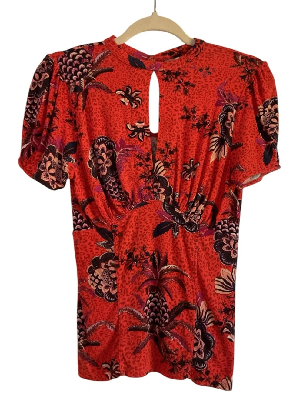 Free People “Hear Me Roar” Floral Keyhole Blouse – Size S - Picture 2 of 8